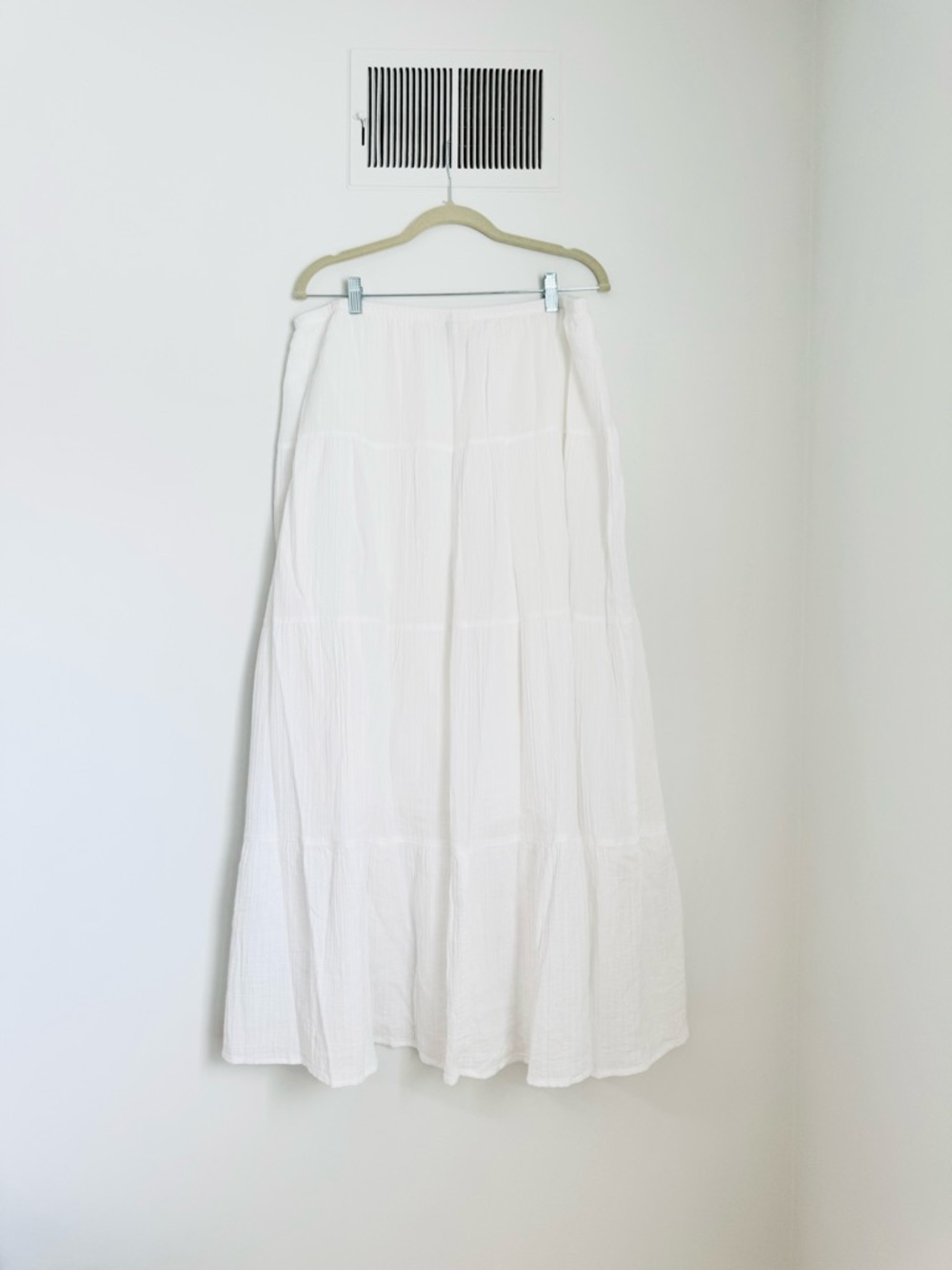 Women's White Tiered Maxi Skirt - Lightweight Cotton